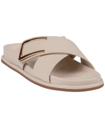 Gc Shoes Womens Weekend Minimal Hardware Criss Cross Strap Flat Sandals In Neutral