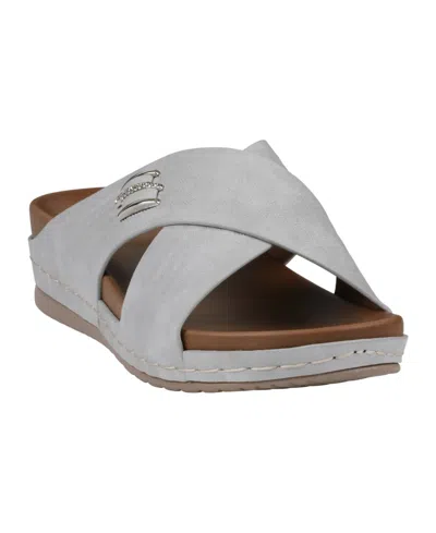 Gc Shoes Women's Carter Slip-on Wedge Sandals In Silver