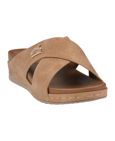 Gc Shoes Women's Carter Slip-on Wedge Sandals In Tan