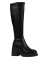 Gc Shoes Womens Block Heel Faux Leather Knee-high Boots In Black