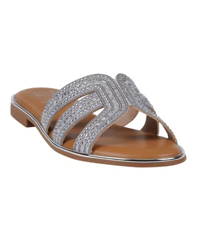 Gc Shoes Women's Clara Embellished Flat Sandals In Silver