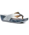 Gc Shoes Dafni Snake Embossed Thong Wedge Sandal In Blue