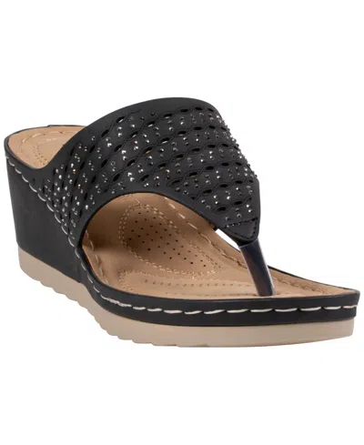 Gc Shoes Women's Dannay Embellished Wedge Sandals In Black
