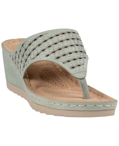 Gc Shoes Women's Dannay Embellished Wedge Sandals In Blue