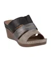 Gc Shoes Women's Delores Triple Band Wedge Sandals In Black Multi