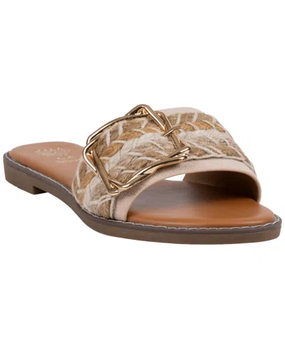 Gc Shoes Women's Devon Grommet Toe Loop Flat Sandals In Brown