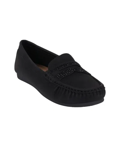 Gc Shoes Women's Eagle Embellished Driving Moccasin Loafers In Black
