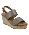Gc Shoes Women's Ellis Metallic Double Band Slingback Espadrille Wedge Sandals In Pewter