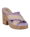 Gc Shoes Women's Elsa Woven Cork Heel Platform Sandals In Lilac