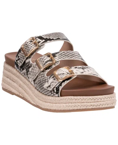 Gc Shoes Women's Fabulist Triple Buckle Espadrille Wedge Sandals In Brown