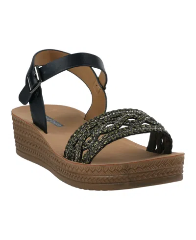 Gc Shoes Women's Fay Embellished Wedge Sandals In Black
