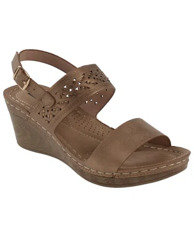 Gc Shoes Women's Foley Comfort Wedge Sandals In Bronze