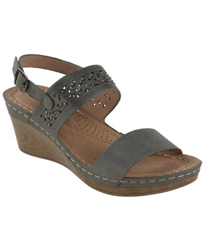 Gc Shoes Women's Foley Comfort Wedge Sandals In Pewter