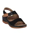 Gc Shoes Women's Foster Perforated Double Band Flat Sandals In Black