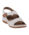 Gc Shoes Women's Foster Perforated Double Band Flat Sandals In White