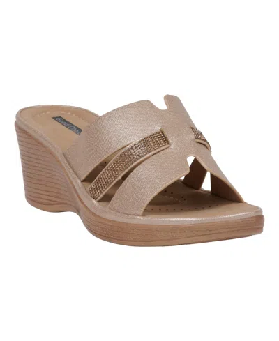 Gc Shoes Women's Frances Embellished Wedge Sandals In Gold