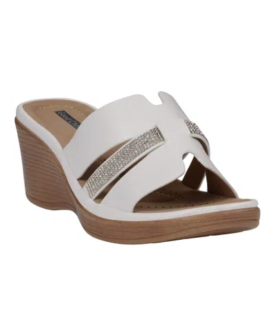 Gc Shoes Women's Frances Embellished Wedge Sandals In White