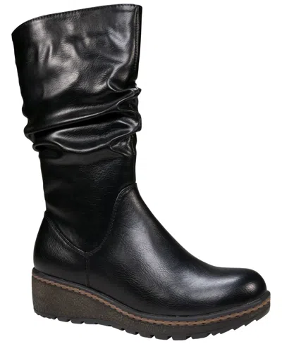 Gc Shoes Women's  Dange Black Faux Leather Lug Sole Riding Boots Hawk2235