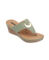 Gc Shoes Women's Genelle Thong Wedge Sandals In Green