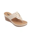 Gc Shoes Women's Genelle Thong Wedge Sandals In Natural