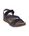 Gc Shoes Women's Grange Perforated Strappy Elastic Comfort Flat Sandals In Navy