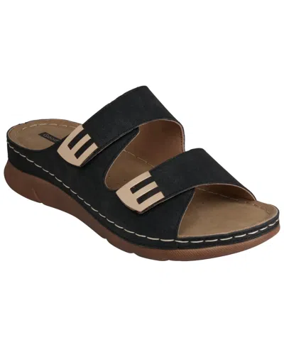Gc Shoes Women's Gretchen Double Strap Footbed Flat Sandals In Black