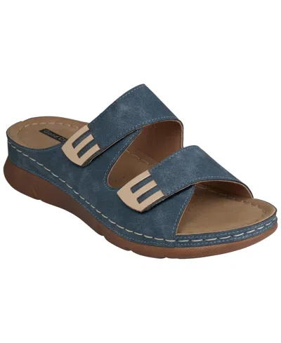 Gc Shoes Women's Gretchen Double Strap Footbed Flat Sandals In Navy