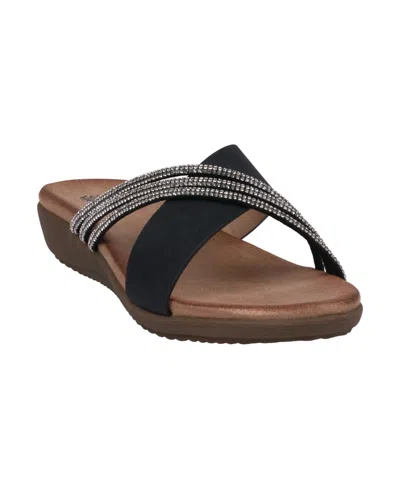 Gc Shoes Women's Iris Embellished Asymmetrical Flat Sandals In Black