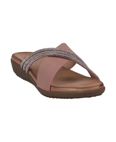 Gc Shoes Women's Iris Embellished Asymmetrical Flat Sandals In Blush