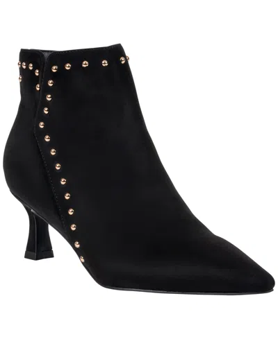 Gc Shoes Women's Ivette Faux Suede Kitten-heel Pointed-toe Studded Bootie In Black