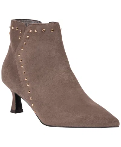 Gc Shoes Women's Ivette Faux Suede Kitten-heel Pointed-toe Studded Bootie In Brown