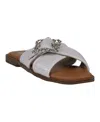 Gc Shoes Women's Ivy Embellished Buckle Slide Flat Sandals In White