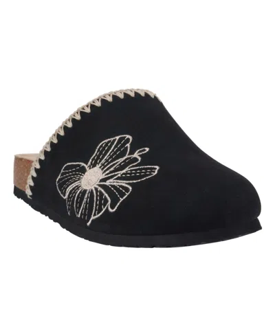 Gc Shoes Women's Jamie Embroidered Slide Footbed Clogs In Black