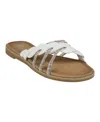 Gc Shoes Women's Jolie Strappy Embellished Slip On Flat Sandals In White