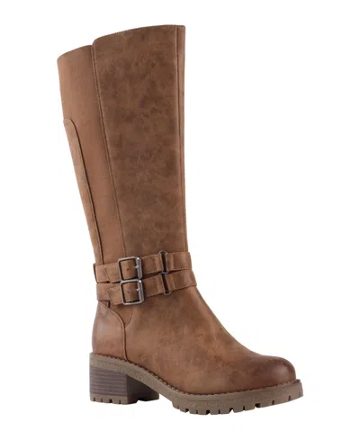 Gc Shoes Women's Jonah Lug Sole Block Heel Knee High Boots In Camel