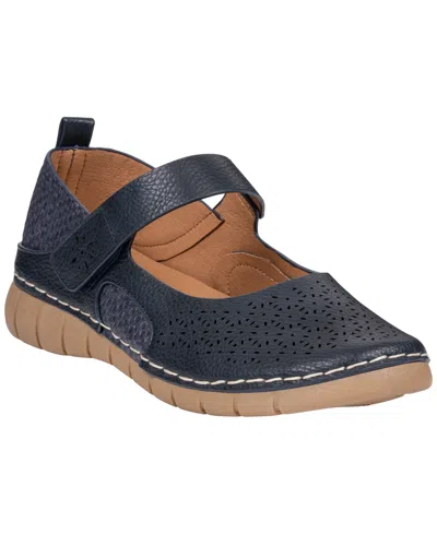 Gc Shoes Women's Kace Laser-cut Faux Leather Flat Mary Jane Flats In Blue