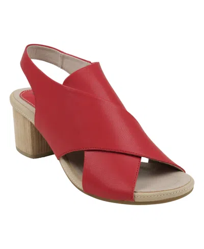 Gc Shoes Women's Keefa Cross Strap Slingback Heeled Sandals In Red