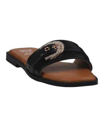 Gc Shoes Women's Kenna Embellished Buckle Flat Sandals In Black