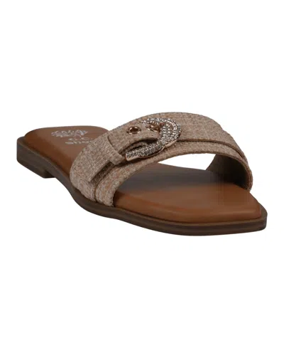 GC SHOES WOMEN'S KENNA EMBELLISHED BUCKLE FLAT SANDALS
