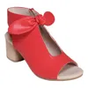 Gc Shoes Women's Kimora Knot Detail Block Heel Dress Sandals In Red