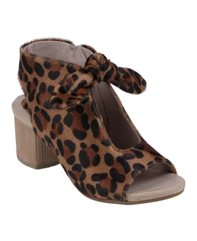 Gc Shoes Women's Kimora Knot Detail Block Heel Dress Sandals In Leopard