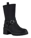 Gc Shoes Women's Knox Buckle Lug Sole Block Heel Mid Calf Boots In Black