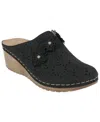 Gc Shoes Women's Krista Perforated Flower Wedge Mules In Black