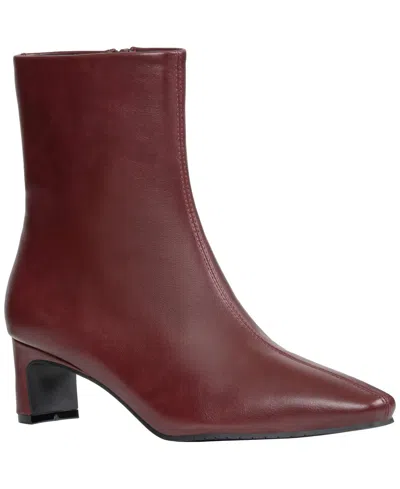 Gc Shoes Women's Larsa Block-heel Square-toe Faux Leather Ankle Boots In Burgundy