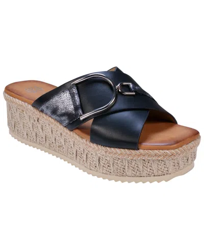 Gc Shoes Women's Lindsey Strappy Platform Slide Sandals In Black