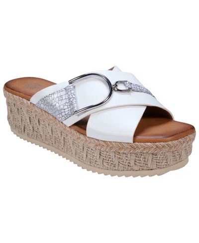 Gc Shoes Women's Lindsey Strappy Platform Slide Sandals In White