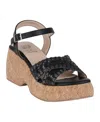 Gc Shoes Women's Lucy Woven Cork Platform Wedge Sandals In Black
