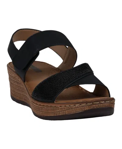Gc Shoes Women's Lux Embellished Wedge Sandals In Black