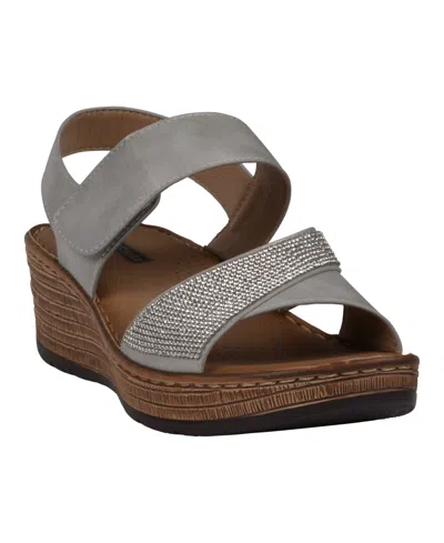 Gc Shoes Women's Lux Embellished Wedge Sandals In Gray