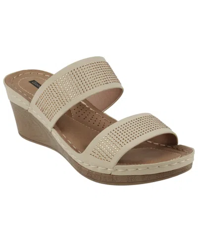 Gc Shoes Women's Madore Embellished Wedge Sandal In Natural